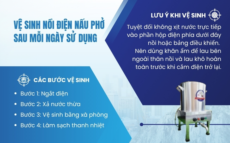 Vệ sinh nồi điện nấu phở sau mỗi ngày sử dụng