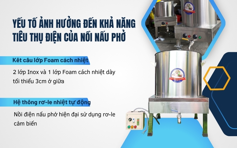 Yếu tố ảnh hưởng đến khả năng tiêu thụ điện của nồi nấu phở