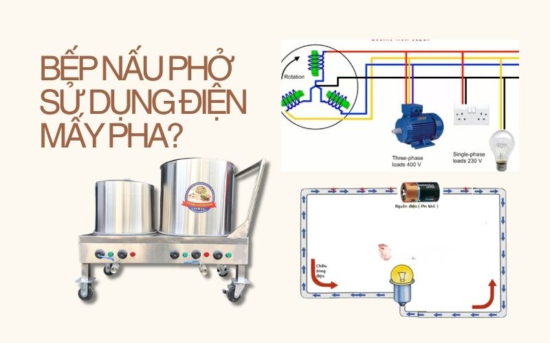 Bếp nấu phở sử dụng điện mấy pha?