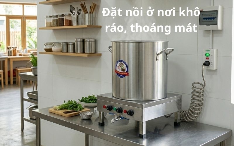 Đặt nồi ở nơi khô ráo, thoáng mát