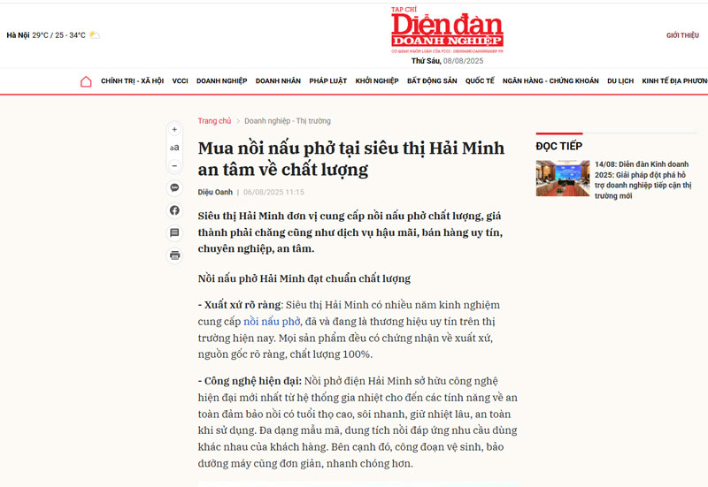 diendandoanhnghiep.vn|Mua nồi nấu phở tại siêu thị Hải Minh an tâm về chất lượng