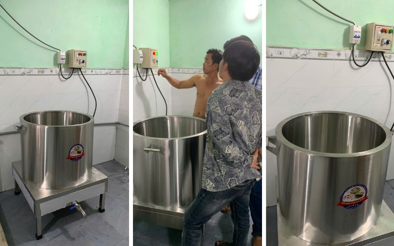 Kỹ thuật bàn giao Nồi nấu phở Hải Minh tủ điện rời TD-200L cho khách