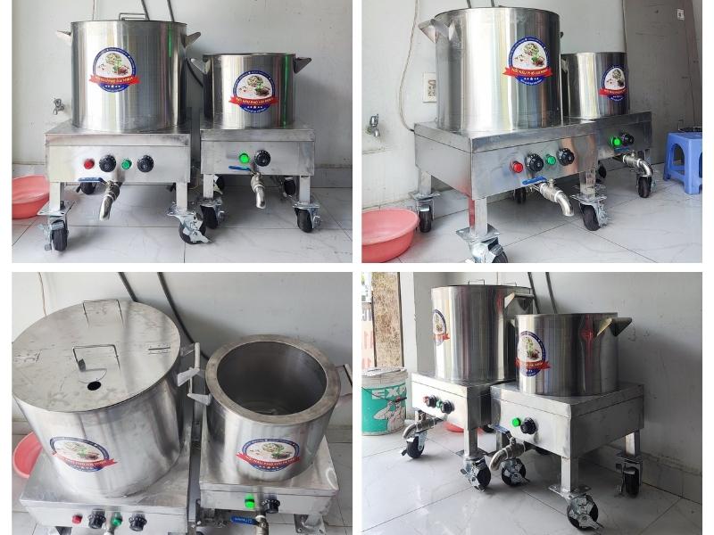 bàn giao nồi nấu phở điện liền nồi 20 lít và 50 lít