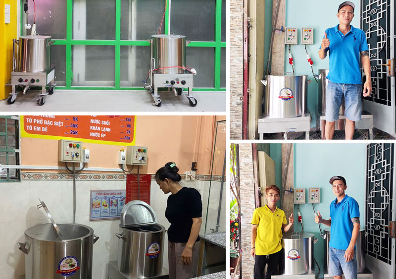 Nồi nấu phở điện inox Hải Minh chất lượng, giao lắp tận nơi