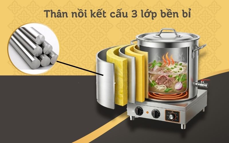  Thân nồi kết cấu 3 lớp bền bỉ