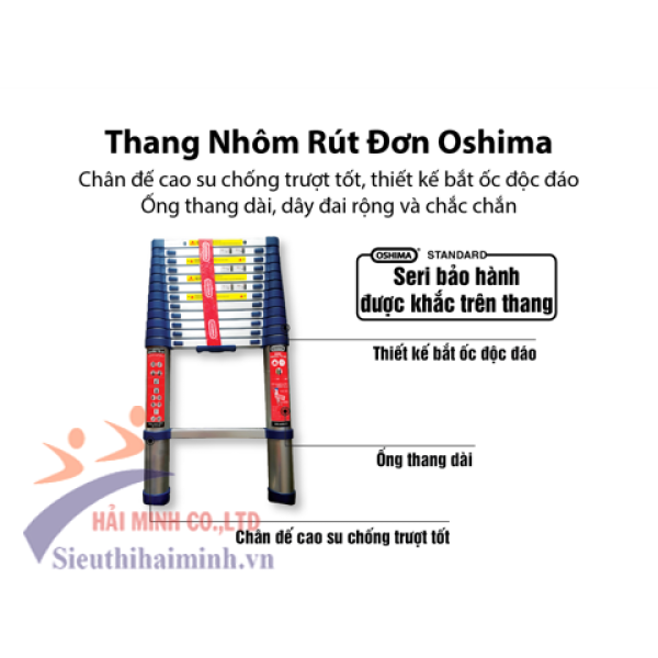 Photo - Thang nhôm rút đơn Oshima TD38
