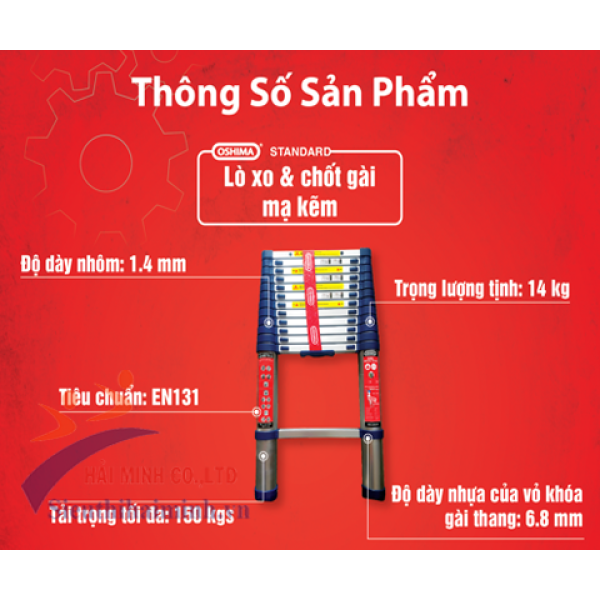 Photo - Thang nhôm rút đơn Oshima TD38