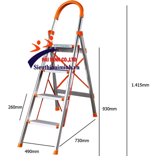 KÍch thước của thang nhôm 4 bậc ADVINDEQ ADDS-704  nhỏ gọn, có thể gấp gọn gàng