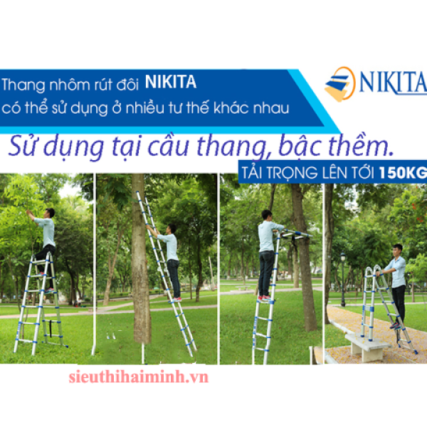 Photo - Thang nhôm rút chữ A hiệu NIKITA NKT-AI80 (8m) (BỎ MẪU)