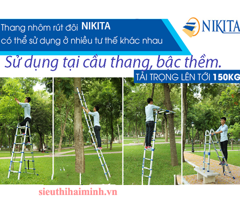 Thang nhôm rút chữ A hiệu NIKITA NKT-AI80 (8m)