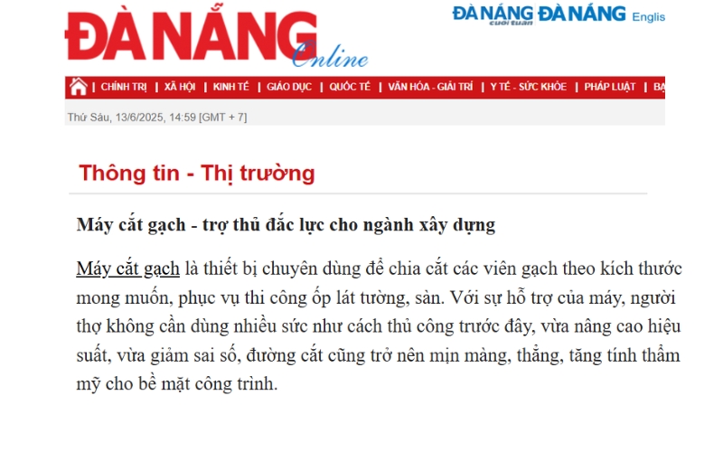 Baodanang.vn - Hải Minh - Cung cấp máy cắt gạch uy tín, giá tốt