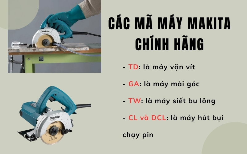 Các mã máy Makita chính hãng phổ biến khác