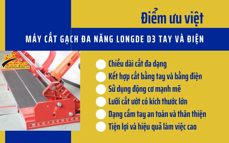 Điểm ưu việt của Máy cắt gạch đa năng Longde d3 tay và điện