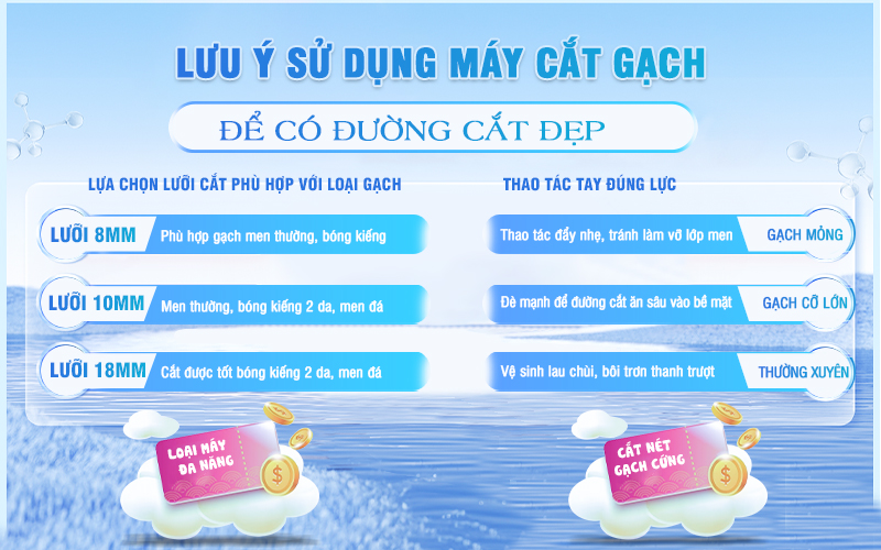 Lưu ý sử dụng bàn cắt gạch để có đường cắt đẹp