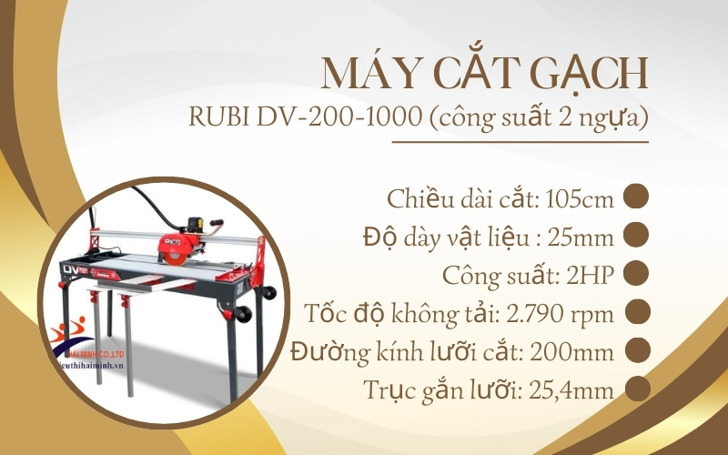 Máy cắt gạch RUBI DV-200-1000 (công suất 2 ngựa)