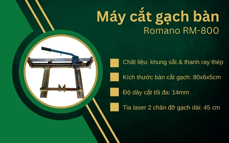 Máy cắt gạch bàn Romano RM-800