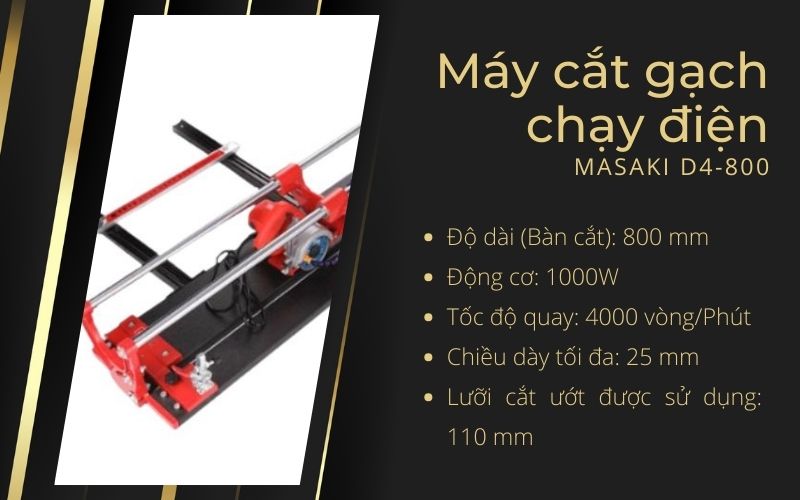 Máy cắt gạch chạy điện MASAKI D4-800
