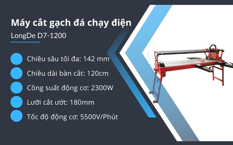Máy cắt gạch đá chạy điện LongDe D7-1200