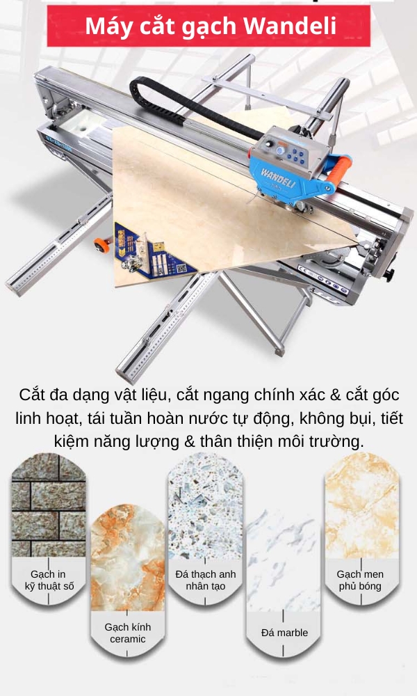 Máy cắt gạch, đá chạy điện Wandeli QX-1200