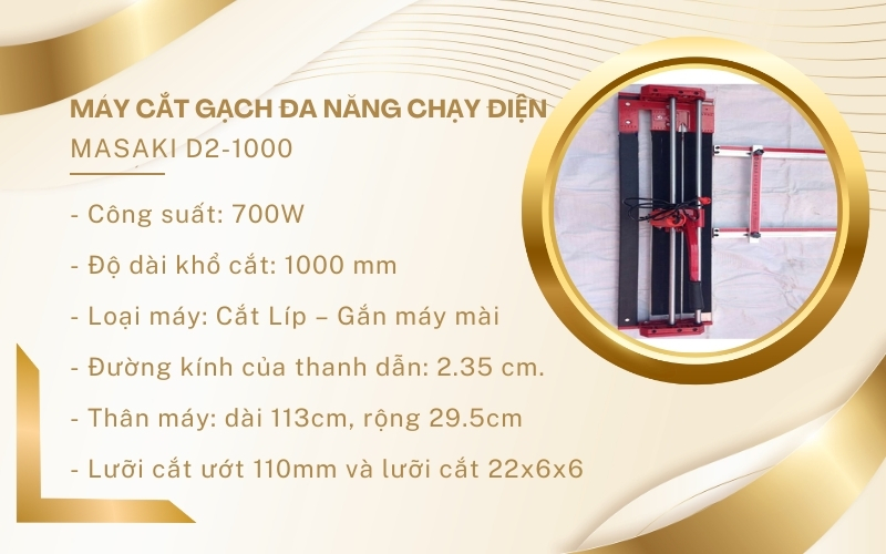 Máy cắt gạch đa năng chạy điện MASAKI D2-1000