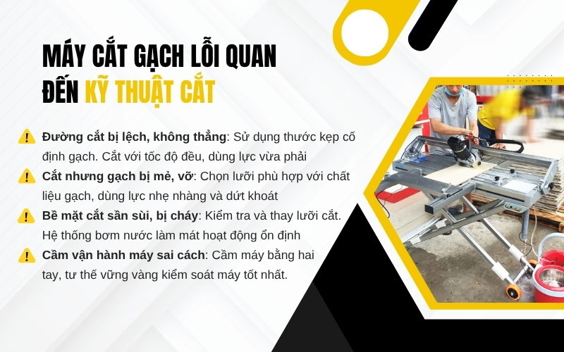 Máy cắt gạch lỗi quan đến kỹ thuật cắt