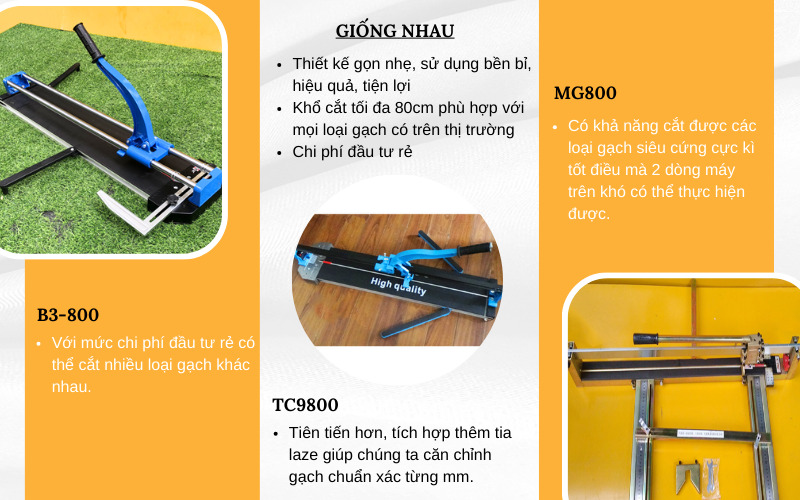So sánh điểm giống và khác nhau của máy cắt gạch