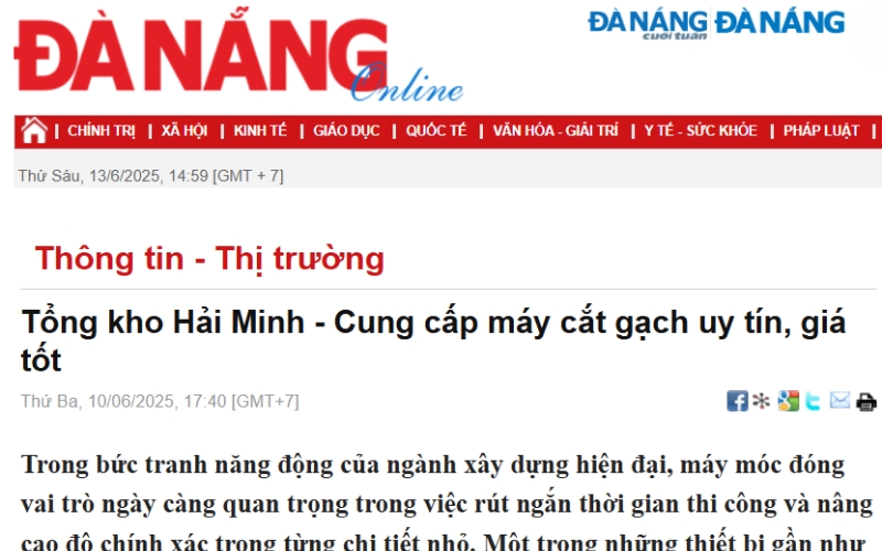 Baodanang.vn - Hải Minh - Cung cấp máy cắt gạch uy tín, giá tốt