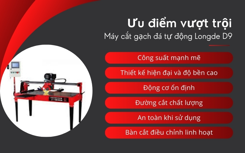 Ưu điểm của Máy cắt gạch đá tự động Longde D9
