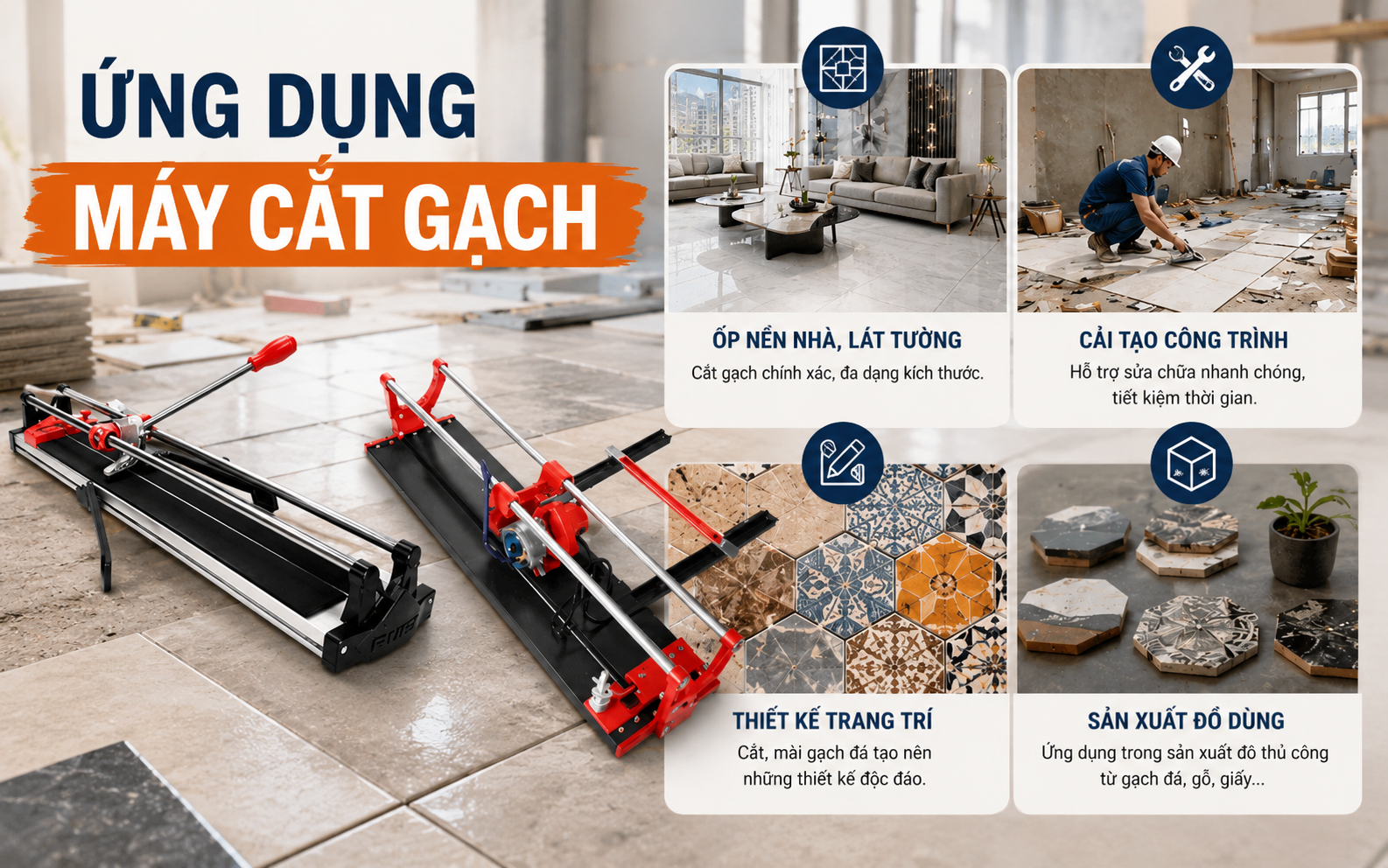 Ứng dụng máy cắt gạch như thế nào?