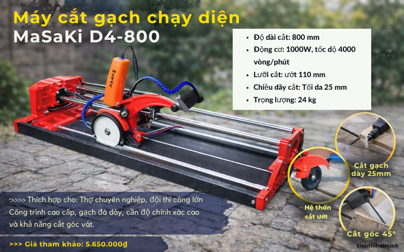 Máy cắt gạch chạy điện MaSaKi D4-800