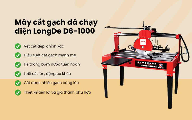 Ưu điểm nổi bật của máy cắt gạch đá chạy điện LongDe D6-1000