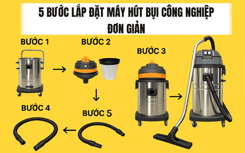 5 Bước Lắp Đặt Máy Hút Bụi Công Nghiệp Đơn Giản