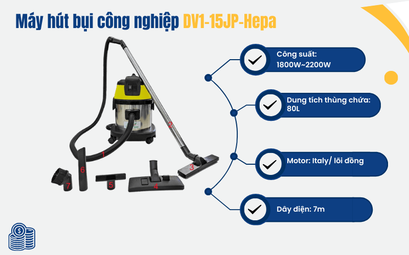 Máy hút bụi công nghiệp DV1-15JP-Hepa