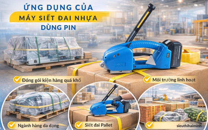 Ứng dụng của máy siết đai nhựa dùng pin