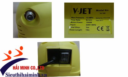 Cấu tạo và các nút chức năng của máy phun xịt rửa V-JET 100