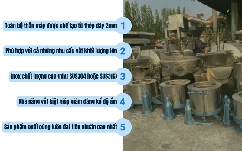 Đặc điểm nổi bật của máy vắt ly tâm MVLT-60