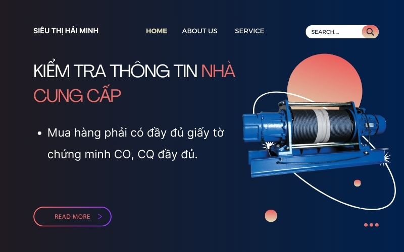 Kiểm tra thông tin nhà cung cấp máy tời mặt đất