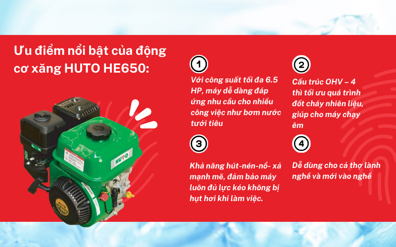 Ưu điểm nổi bật của động cơ xăng HUTO HE650