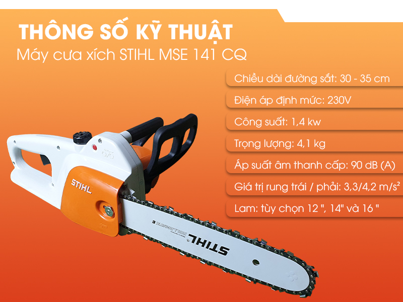 Thông số kỹ thuật máy cưa xích STIHL MSE 141 CQ