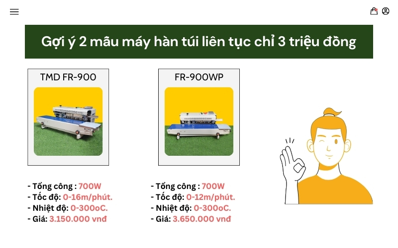 Gợi ý 2 mẫu máy hàn túi liên tục chỉ 3 triệu đồng