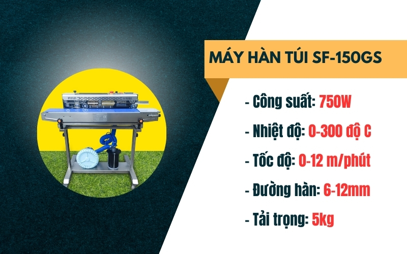 Máy ép miệng túi liên tục thổi khí SF-150GS