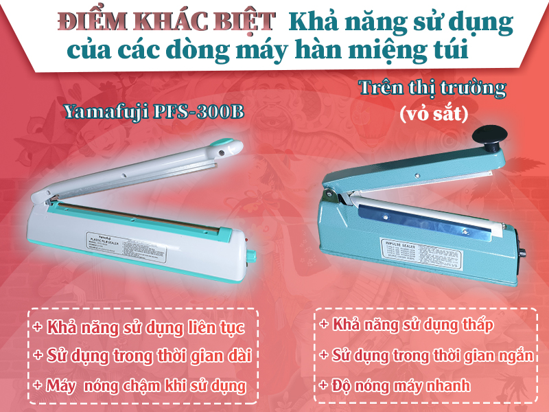  Sự Khác Biệt về khả năng sử dụng của Máy Hàn Miệng Túi Dập Tay Yamafuji PFS-300B Với máy Thông Thường (sắt)