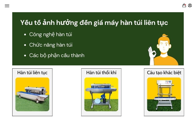 Yếu tố ảnh hưởng đến giá máy hàn túi liên tục