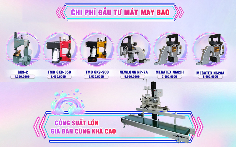 Chi phí đầu tư máy may bao cầm tay - công nghiệp