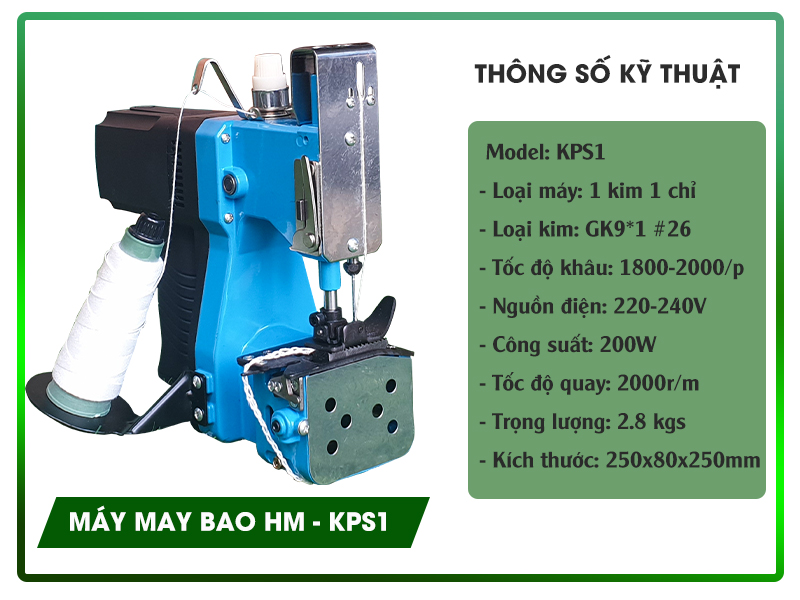 Thông số kĩ thuật máy may bao HM KPS - 1
