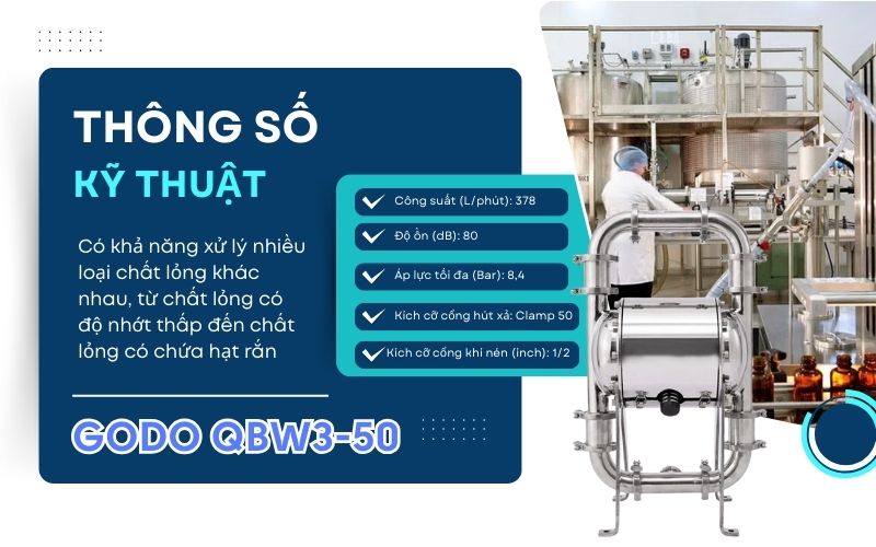 Thông số kỹ thuật bơm màng GODO QBW3-50