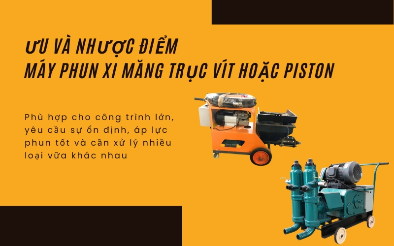 Ưu và nhược điểm máy phun xi măng trục vít hoặc piston