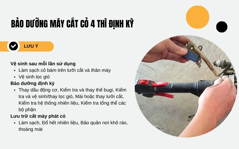Bảo dưỡng máy cắt cỏ 4 thì định kỳ để máy bền bỉ
