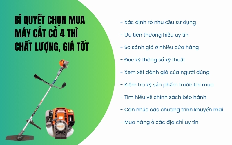 Bí quyết chọn mua máy cắt cỏ 4 thì chất lượng, giá tốt