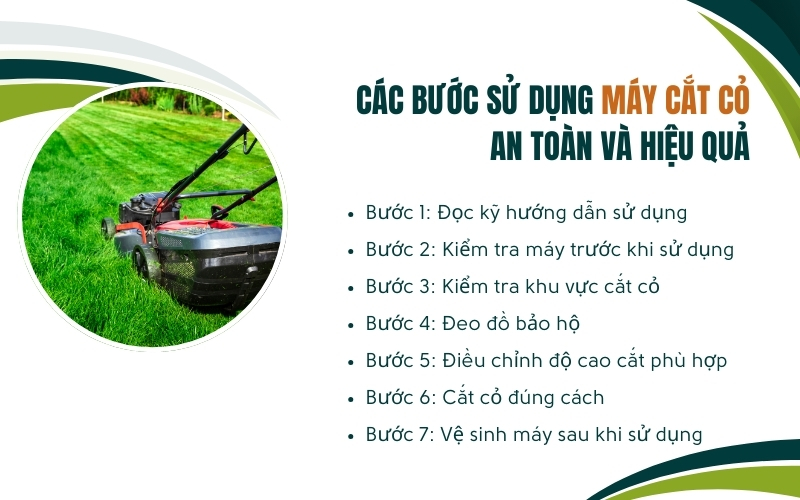 Các bước sử dụng máy cắt cỏ an toàn và hiệu quả